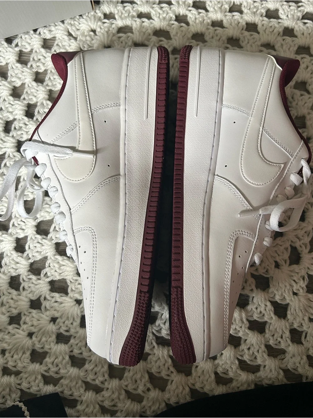 Nike Air Force 1 White and Burgundy Men’s Sneakers